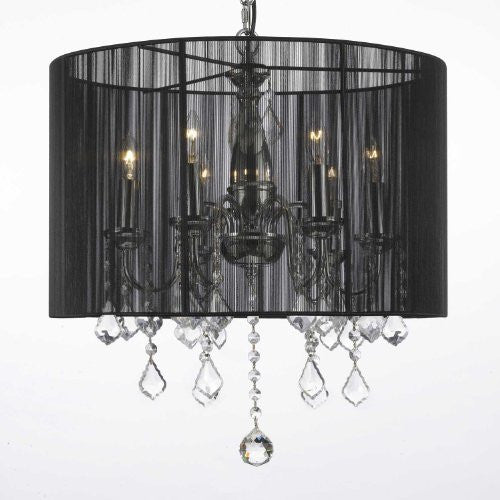 Crystal Chandelier With Shade Swag Plug In-Chandelier W/ 14' Feet Of Hanging Chain And Wire - J10-B15/1124/6