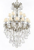 Swarovski Crystal Trimmed Chandelier Maria Theresa Crystal Chandelier Chandeliers Lighting With White Shades H 50" X W 30" - Great For Dining Room Entryway Or Living Room - A83-B13/Whiteshades/152/18Sw