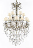 Swarovski Crystal Trimmed Chandelier Maria Theresa Crystal Chandelier Chandeliers Lighting With White Shades H 50" X W 30" - Great For Dining Room Entryway Or Living Room - A500-B13/Whiteshades/152/18Sw