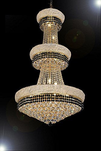 French Empire Crystal Chandelier Chandeliers Lighting Trimmed With Jet Black Crystal Good For Dining Room Foyer Entryway Family Room And More H50" X W30" - A500-B79/Cg/541/24