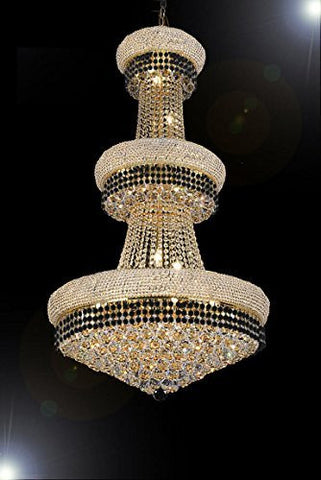 French Empire Crystal Chandelier Chandeliers Lighting Trimmed With Jet Black Crystal Good For Dining Room Foyer Entryway Family Room And More H50" X W30" - A500-B79/Cg/541/24