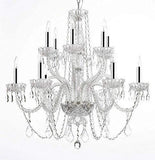 Swarovski Crystal Trimmed Chandelier! Chandelier Lighting Crystal Chandeliers w/Chrome Sleeves! H27" X W32" - GO-B43/A46-385/6+6B SW