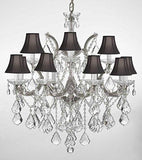 Swarovski Crystal Trimmed Chandelier Chandelier Lighting With Black Shades H30" X W28" - F83-Blackshades/Silver/B7/21532/12+1Sw