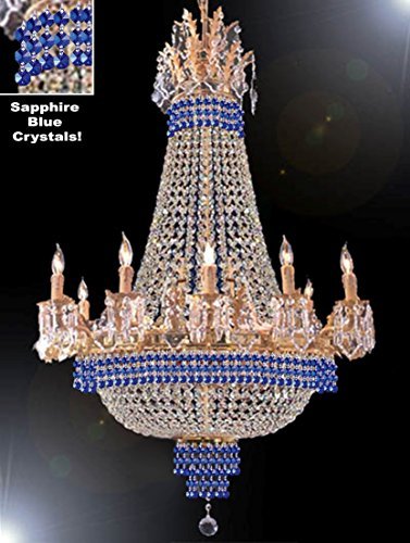 Empire Crystal Chandelier Chandeliers Lighting Dressed With Sapphire Blue Crystals Great For The Dining Room Foyer Living Room H32" X W25" - B83-Cg/1284/8+4