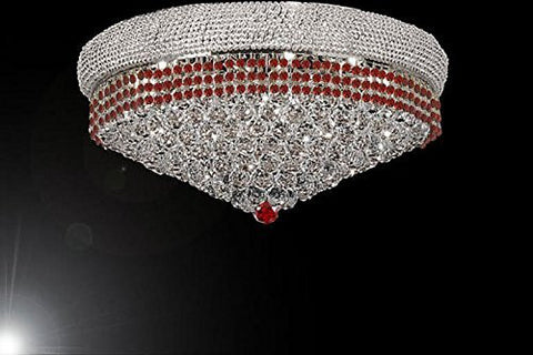Flush French Empire Crystal Chandelier Chandeliers Moroccan Style Lighting Trimmed With Ruby Red Crystal Good For Dining Room Foyer Entryway Family Room And More H16" X W30" - A500-Flush/B74/Cs/541/24