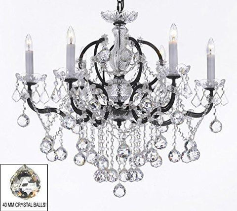 Nineteenth C. Baroque Iron & Empress Crystal(Tm) Chandelier Lighting H 25" X W 26" - G83-B6/994/6