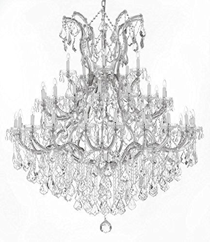 Swarovski Crystal Trimmed Chandelier Large Foyer / Entryway Maria Theresa Crystal Chandelier Lighting H 60" W 52" - A500-Silver/B12/2756/36+1Sw