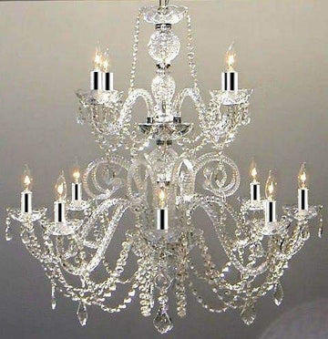 Petite French Chandelier with Swarovski Crystal w/Chrome Sleeves H30" X W28" - GO-B43/J10-26048/8+4SW