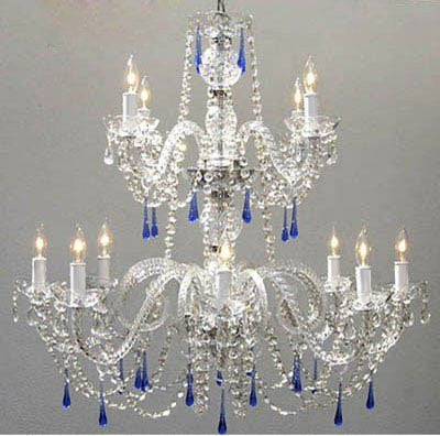 Authentic All Crystal Chandelier With Blue Crystals - J10-26048/8+4/Blue