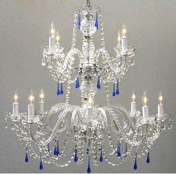 Authentic All Crystal Chandelier With Blue Crystals - J10-26048/8+4/Blue