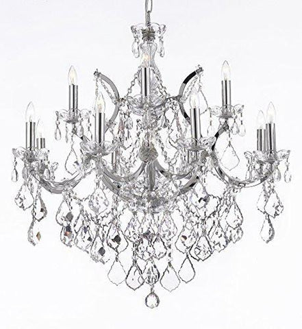 Maria Theresa Chandelier Lighting Crystal Chandeliers H30 "X W28" Chrome Finish - J10-B7/Chrome/26049/12+1