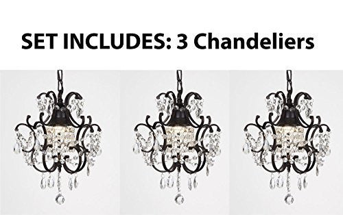 Chandeliers Wrought Iron Crystal Chandelier Island Pendant Lighting H14" W11" **Set Of 3*** - J10-26030/1-Set Of 3