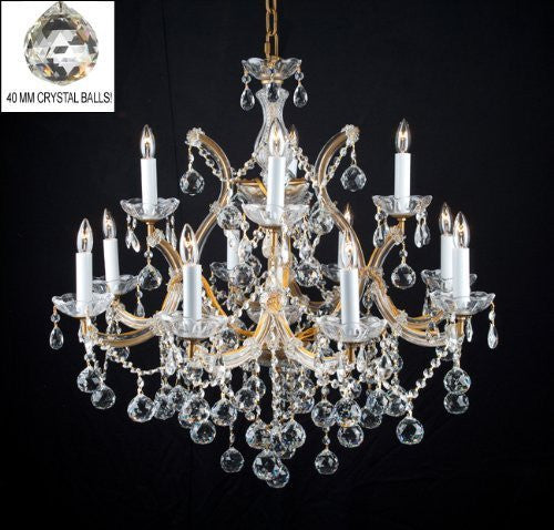 Swarovski Crystal Trimmed Chandelier New Lighting Chandelier W/ Crystal Balls H 30" X W 28" - A500-B6/21532/12+1 Sw