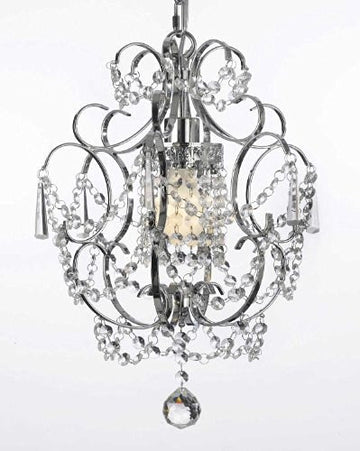Chrome Crystal Chandelier Lighting H 15" W 11.5" Swag Plug In-Chandelier W/ 14' Feet Of Hanging Chain And Wire - J10-B15/26019/1