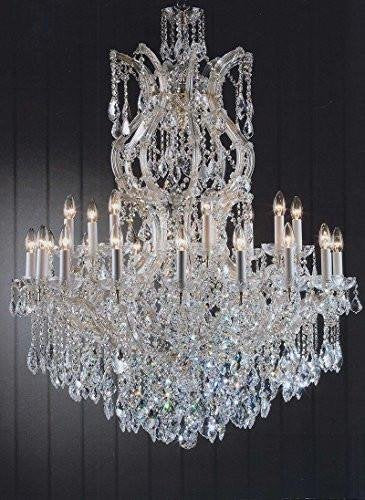 Set of 2-1 Chandelier Crystal Lighting H30" X W28" and 1 Maria Theresa Chandelier Crystal Lighting Chandeliers Dressed with Empress Crystal (Tm) H 50" W 37" - Antique French Gold Color - 21532/12+1 + CG/2232/24+1 A500-
