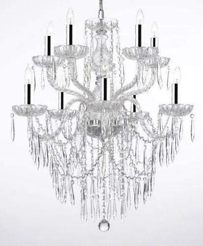 Crystal Icicle Waterfall Chandelier Lighting Dining Room Chandeliers w/Chrome Sleeves! - G46-B43/B27/1122/5+5