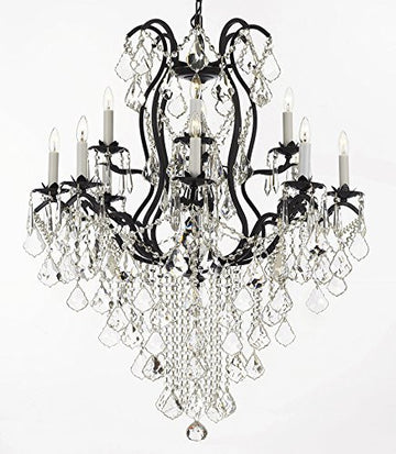Wrought Iron Chandeliers Lighting Spectra (Tm) Crystal- Crystal Quality Swarovski - A500-B12/3034/8+4Sw