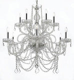 Swarovski Crystal Trimmed Chandelier w/Chrome Sleeves! MURANO VENETIAN STYLE ALL-CRYSTAL CHANDELIER! - A46-B43/SILVER/4/385/6+6 SW