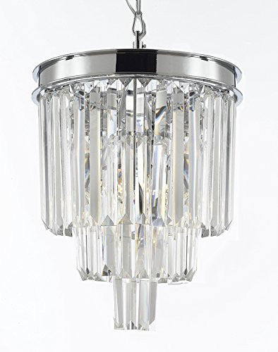 Inspired Odeon Style Empress Crystal Glass Fringe 3-Tier Chandelier Lighting Chrome Finish H15" W12" - J10-26042/3