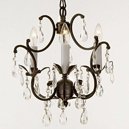 Wrought Iron Crystal Chandelier Lighting Country French 3 Lights Ceiling Fixture Wrought Country French Mini Kitchen - 618/3-us