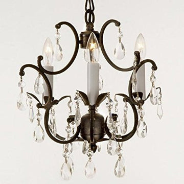 Wrought Iron Crystal Chandelier Lighting Country French 3 Lights Ceiling Fixture Wrought Country French Mini Kitchen - 618/3-us