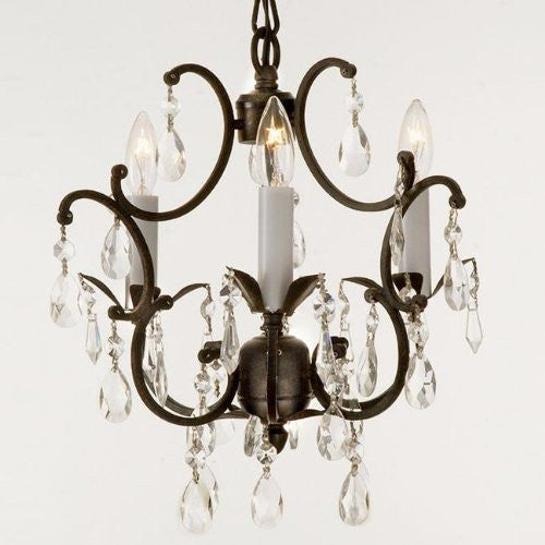 Wrought Iron Crystal Chandelier Lighting Country French 3 Lights Ceiling Fixture Wrought Country French Min Kitchen - J10-618/3