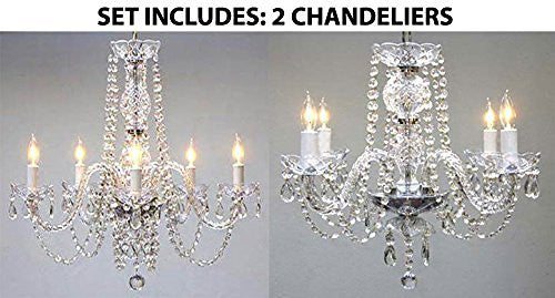 Set Of 2 - 1 Empress Crystal Chandelier Lighting H25" X W24" And 2 Authentic All Crystal Chandelier H17" X W17" - 1Ea-384/5 + 1Ea-26098/4