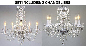 Set Of 2 - 1 Empress Crystal Chandelier Lighting H25" X W24" And 2 Authentic All Crystal Chandelier H17" X W17" - 1Ea-384/5 + 1Ea-26098/4