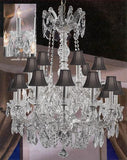 Maria Theresa Crystal Chandelier W/ Swarovski Crystal Chandeliers Lighting With Black Shades 30"X28" - A500-Sc/Blackshades/Silver/152/18Sw