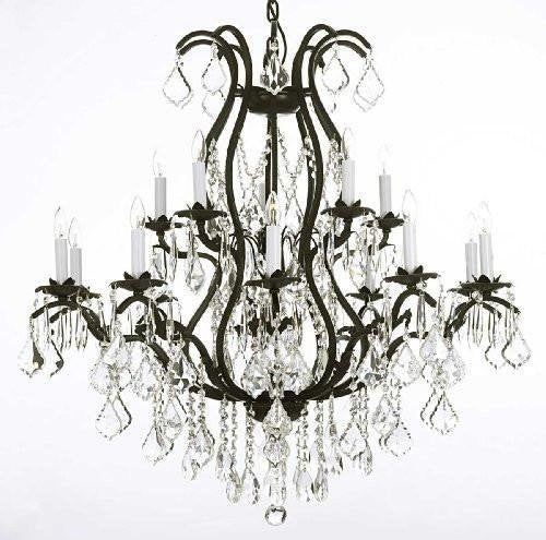 Set of 2-1 Wrought Iron Chandelier Crystal Chandeliers Lighting H36" X W36" and 1 Wrought Iron Crystal Chandelier Lighting - Great for Bedroom, Kitchen, Dining Room, Living Room, and More! - A500-1EA 3034/10+5 + 1EA 3530/6