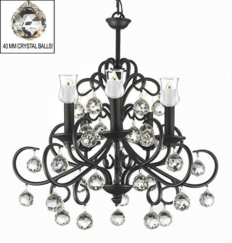 Bellora Crystal Wrought Iron Chandelier Lighting Empress Crystal (Tm) With Faceted Crystal Balls And Votive Candles H 22" W 20" - Hang From Trees / Gazebo / Pergola / Porch / Patio / Tent - J10-B31/26070/5
