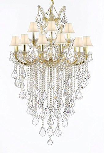 Maria Theresa Empress Crystal (Tm) Chandelier Lighting H 50" W 30" With White Shades - Cjd-Cg/Sc/Whiteshades/B12/2181/30