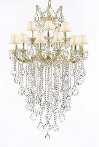 Maria Theresa Empress Crystal (Tm) Chandelier Lighting H 50" W 30" With White Shades - Cjd-Cg/Sc/Whiteshades/B12/2181/30