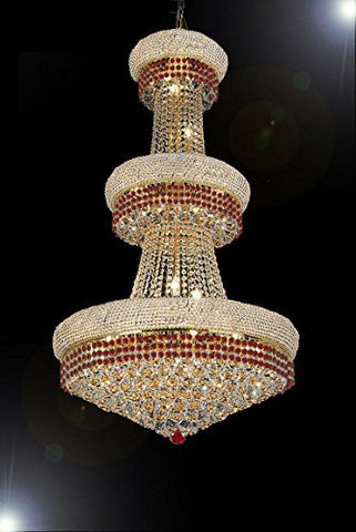 French Empire Crystal Chandelier Chandeliers Moroccan Style Lighting Trimmed With Ruby Red Crystal Good For Dining Room Foyer Entryway Family Room And More H50" X W30" - A500-B74/Cg/541/24