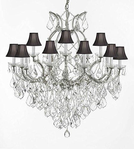 Maria Theresa Empress Crystal (Tm) Chandelier Lighting H 38" W 37" With Black Shades - A83-Sc/Silver/1/21510/15+1