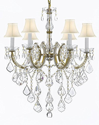 Maria Theresa Chandelier Crystal Lighting Chandeliers With White Shades H 30" W 22" - J10-Sc/B12/26066/6