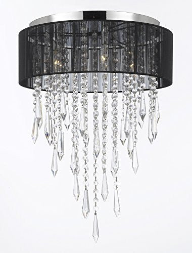 Flushmount 4-Light Chrome And Black Shade Empress Crystal (Tm) Chandelier Lighting - G7-B27/3/Black/2130/4