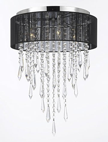 Flushmount 4-Light Chrome And Black Shade Empress Crystal (Tm) Chandelier Lighting - G7-B27/3/Black/2130/4