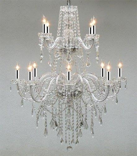 AUTHENTIC ALL CRYSTAL CHANDELIER CHANDELIERS LIGHTING W/CHROME SLEEVES! - J10-B43/3/26048/8+4