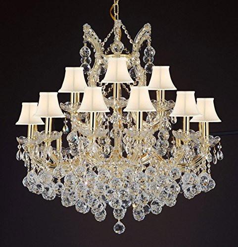 Maria Theresa Empress Crystal(Tm) Chandelier Lighting With White Shades H 28" W 30" - Cjd-B6/Cg/Sc/2181/30