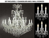 Set Of 3 - 1 Maria Theresa Crystal Chandeliers Lighting H 52" W 46" And 2 Wall Sconce Crystal Lighting H14" x W11.5" Trimmed With Spectra (Tm) Crystal - Reliable Crystal Quality By Swarovski - 1Ea-Cs/52/2Mt/24+1 + 2Ea-Cs/2813/3-Sw A500-