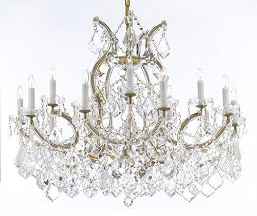 Maria Theresa Chandelier Crystal Lighting Chandeliers Lights Fixture Pendant Ceiling Lamp For Dining Room Entryway Living Room With Large Luxe Diamond Cut Crystals H28" X W37" - A83-B89/21510/15+1Dc