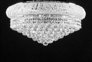 Swarovski Crystal Trimmed Chandelier! Flush French Empire Crystal Chandelier Chandeliers Lighting H 15" X W 24" - A500-SILVER/FLUSH/542/15SW