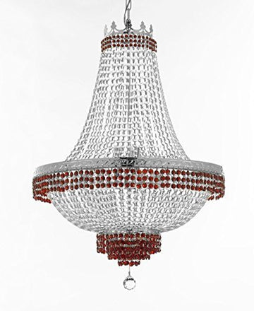 Moroccan Style French Empire Crystal Chandelier Chandeliers Lighting Trimmed With Ruby Red Crystal Good For Dining Room Foyer Entryway Family Room And More H50" W30" - A500-B74/Cs/870/14Large