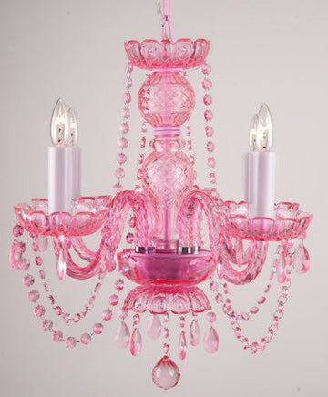 Authentic All Pink Crystal Chandelier Lighting Chandeliers 18ht x19wd 4 Lights Murano - J10-26098/4 PINK