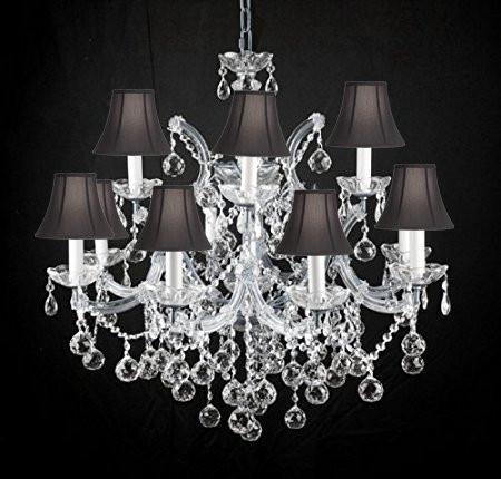 New Lighting Chandelier Chandeliers W/ Crystal Balls 28 X 30 With Black Shades - A83-Sc/Blackshades/Cs/B6/21532/12+1