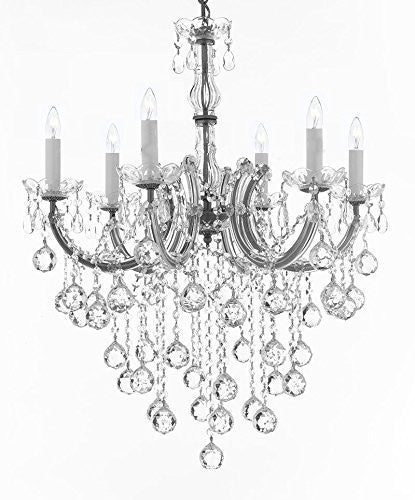 Swarovski Crystal Trimmed Chandelier Maria Theresa Chandelier Crystal Lighting Chandeliers H 30" W 22" - J10-B61/Silver/26067/6Sw