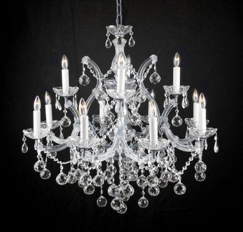 Swarovski Crystal Trimmed Chandelier New Lighting Chandelier W/ Crystal Balls 28 X 30 - A83-Silver/Balls/21532/12+1 Sw