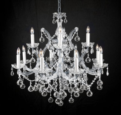 Swarovski Crystal Trimmed Chandelier New Lighting Chandelier W/ Crystal Balls 28 X 30 - A500-Silver/Balls/21532/12+1 Sw