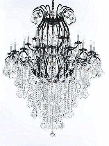 Swarovski Crystal Trimmed Wrought Iron Crystal Chandeliers Lighting Empress Crystal (TM) H60" W46" Perfect for an Entryway or Foyer! - A83-B12/3034/18+6SW